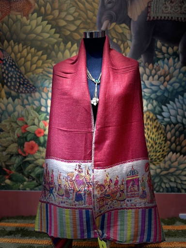 Faded Orange Printed Kashmiri Shawl (copy)