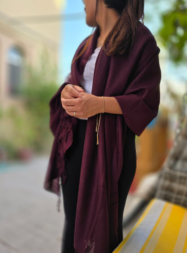شال كشميري سادة - خمري