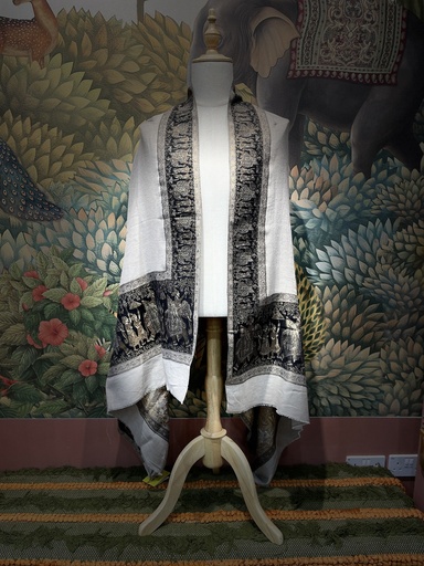 Royal Heritage Emb.Kashmiri Shawl-Beige