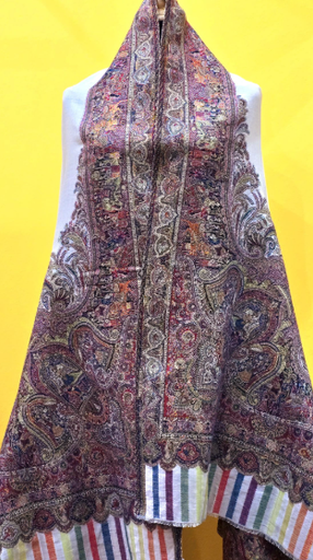 Royal Heritage Woven Kashmiri Shawl-Ivory