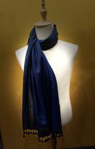 Handwoven Fine Wool Bhujodi Stole-Blue
