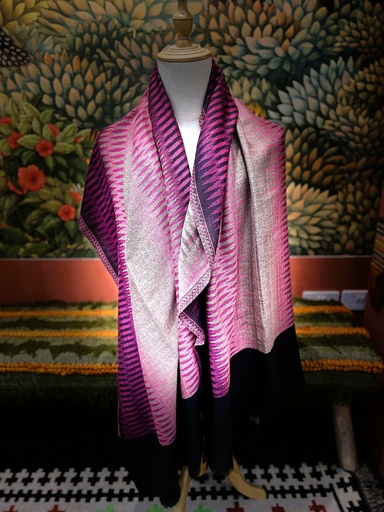 Reversible Mixed Color Kashmiri Shawl-Pink