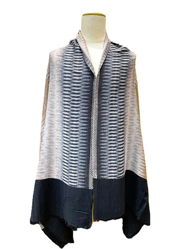Reversible Ikat Patterned Kashmiri Shawl-Gray
