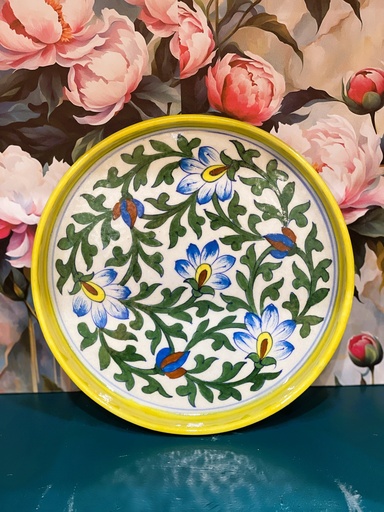 Hand Painted Plates Wall Decor-Green/M