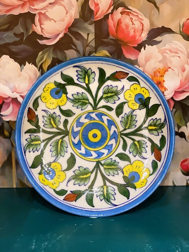 Hand Painted Plates Wall Decor-Blue/S