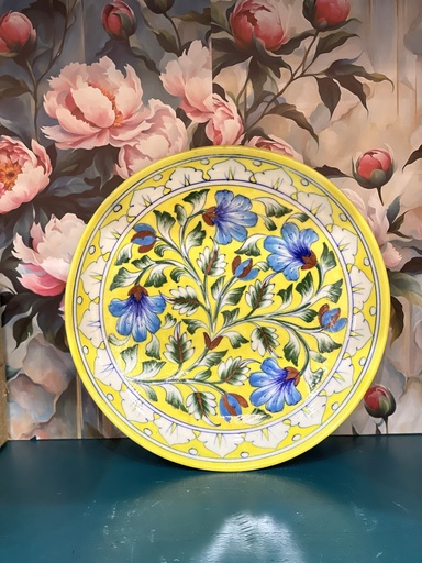 Hand Painted Plates Wall Decor-Yellow/L