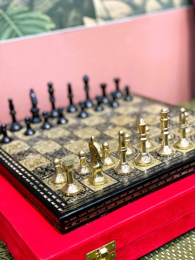Golden and Black Brass Chess Set-Small