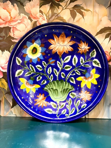 HandPaintd Floral Plates WallDecor-Blue/L