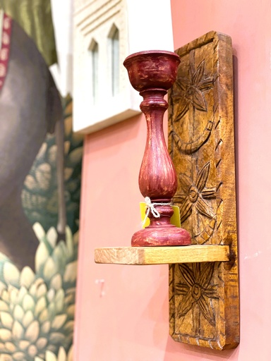 Wood Carved Wall Hanging Candle Holder
