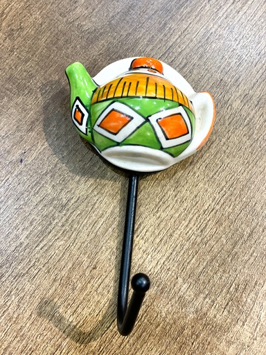 Hand Painted Ceramic Teapot Wall Hook