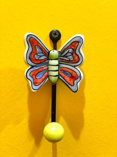 HandPainted Ceramic Butterfly Wall Hook