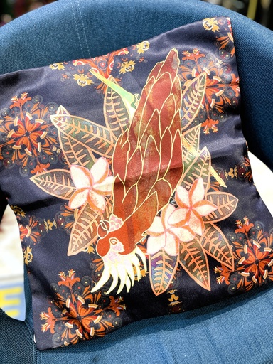 Digital Prints Floral Cushion Cover-Orange