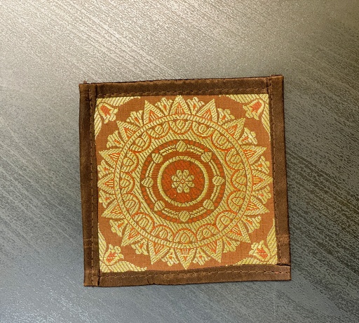 Mandala Silk Brocade Coaster-Brown/5