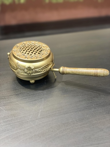 Metal Plated Incense Burner w/Wooden Handle