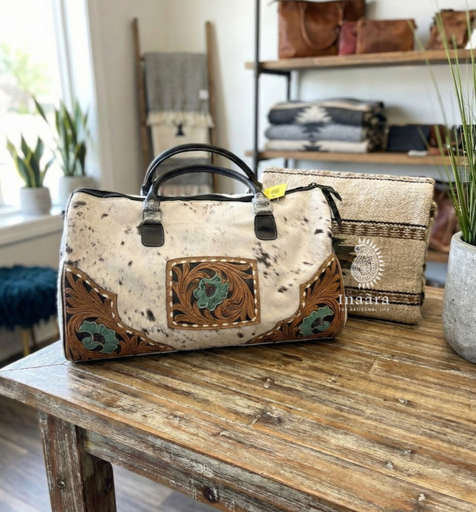 Genuine Leather Cowhide Duffle Bag