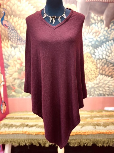 Free Size Poncho-Maroon