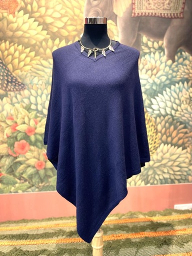 Free Size Poncho-Navy Blue