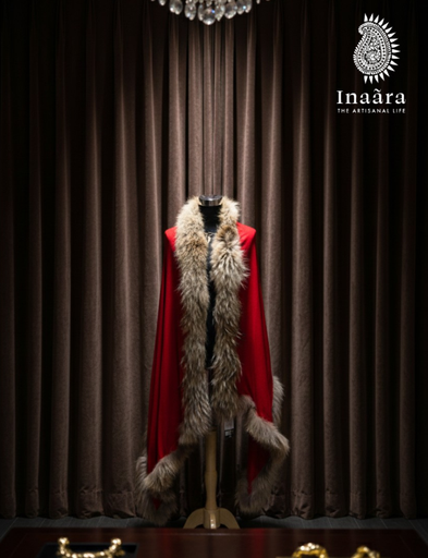 Natural Fur Capes-Red