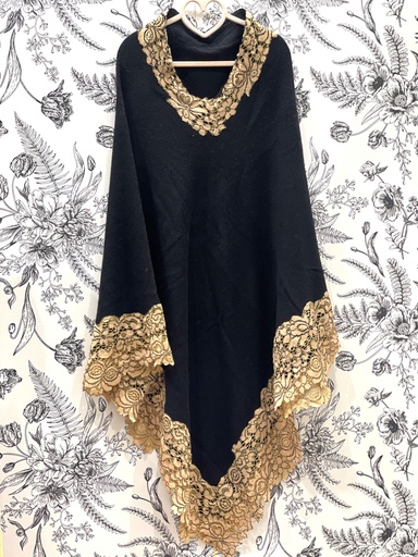 Lace Poncho-Black