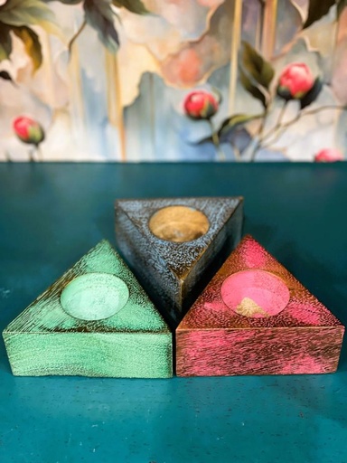 Painted Wooden Triangle T-light Holder