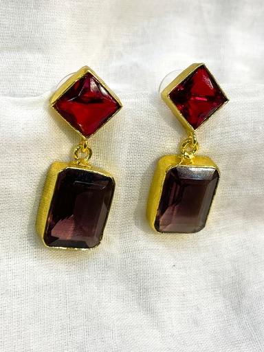 Ruby w/ Rose Quarts Stone Earring