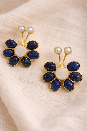 Lapiz Lazuli Stone Butterfly Earrings