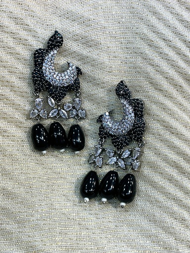 Black Onyx Pearl Earrings w/Floral Earrings