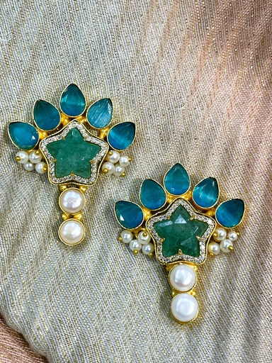Light Blue Turquoise w/Pearl Earrings