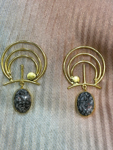 Grey&Pink Ocean Jasper Hoop Earrings