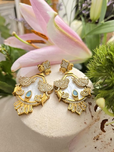Gold-Toned Birds Zirconia Intricate Earrings