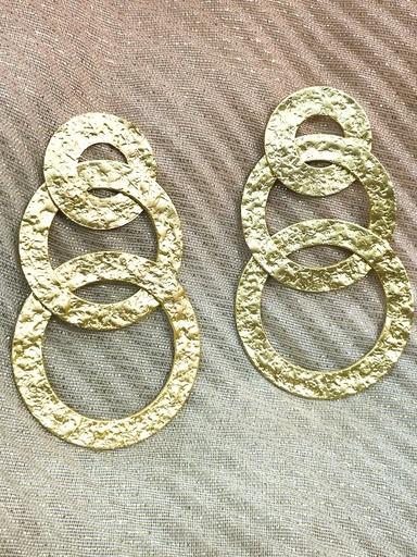 Gold Tone w/Hammered Circular Earrings