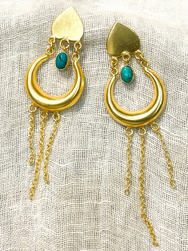 Gold-Toned Heart Crescent Turquoise