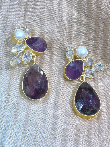Amethyst w/Zirconia Elegant Earrings