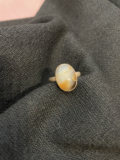 Aqeeq Stone Silver Polish Ring