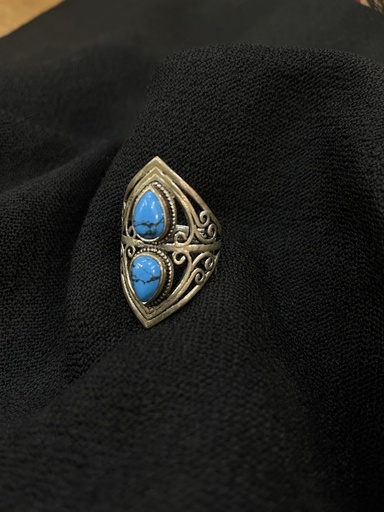 Turquoise Silver Plated Tribal Ring