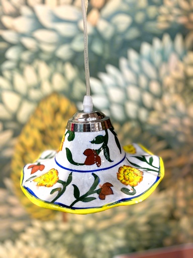 HndPaintd Ceramic Hang Lamp Shade-White