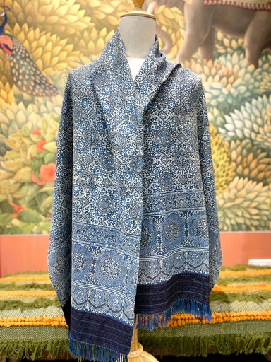 Banana Stem Printed Shawl-Blue (copy)