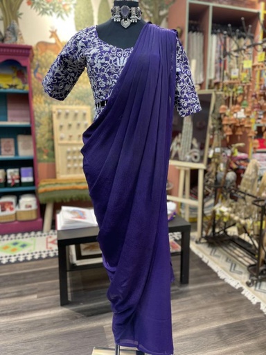 Ready-To-Wear Saree-Purple