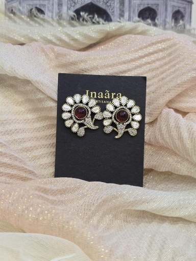 Floral Kundan Stud Earrings