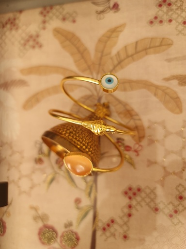 Gold-Toned Evil Eye w/Bird Bangle