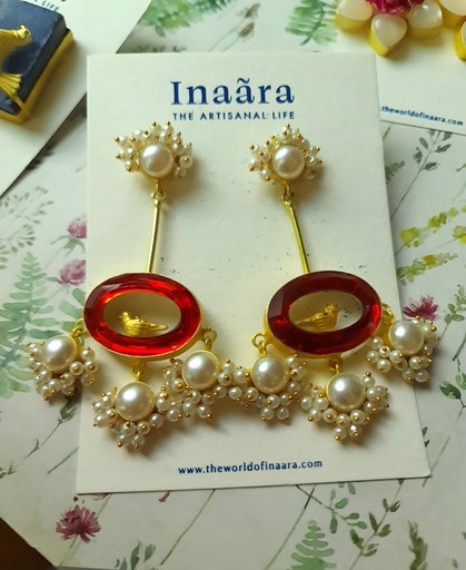 Handcrafted Bird&Pearl Dangle Earring
