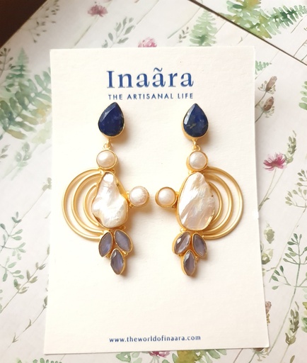 Lapiz Lazuli&Baroque Pearl Earrings