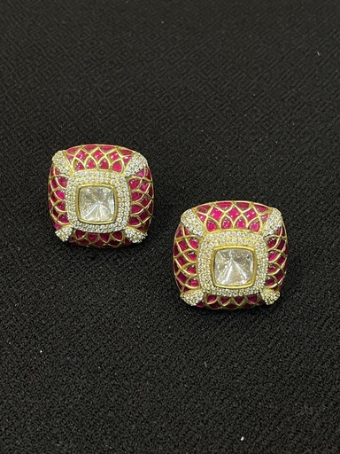 Meenakari Ruby Stud Earring