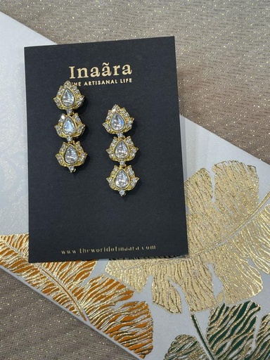 Tear Drop Pearls  Polki Dangler Earrings (copy)