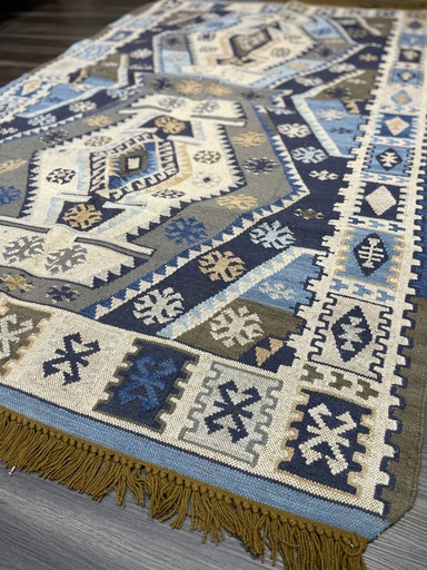 Ziyana Handwoven Dhurrie(10x8ft)-Blue
