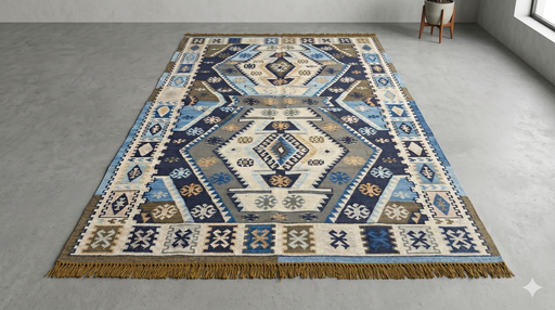 Ziyana Handwoven Dhurrie(10x9ft)-Blue