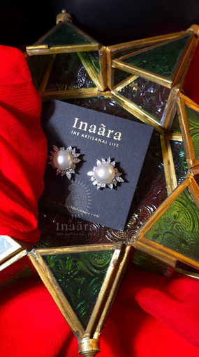 Sunburst Pearl Stud Earring