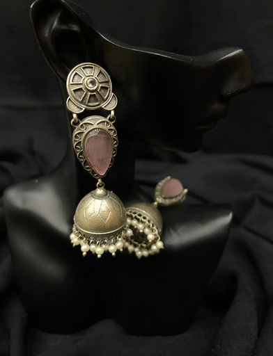 Oxidized Silver Jhumka Earrings