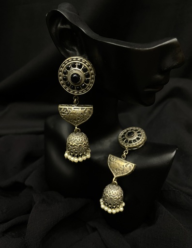 Oxidized Silver Peacock Jhumka Earrings (copy)