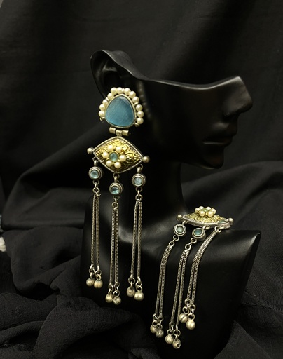 Oxidized Silver Earrings w/ Yellow Stone (copy)